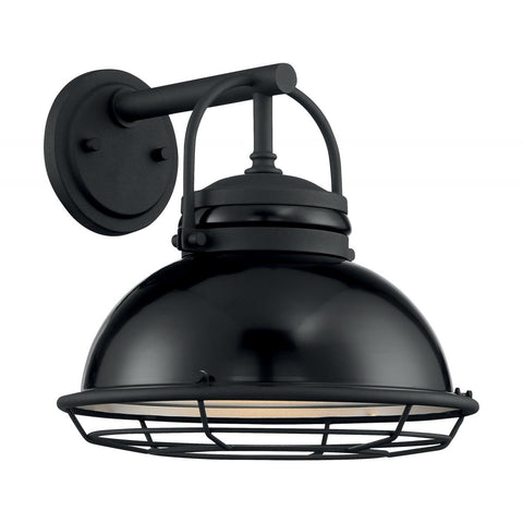 Upton 1 Light Sconce with Black and Silver & Black Accents Finish
