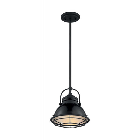 Upton 1 Light Pendant with Black and Silver & Black Accents Finish