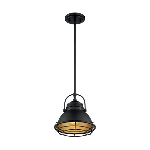 Upton 1 Light Pendant with Dark Bronze and Gold Finish