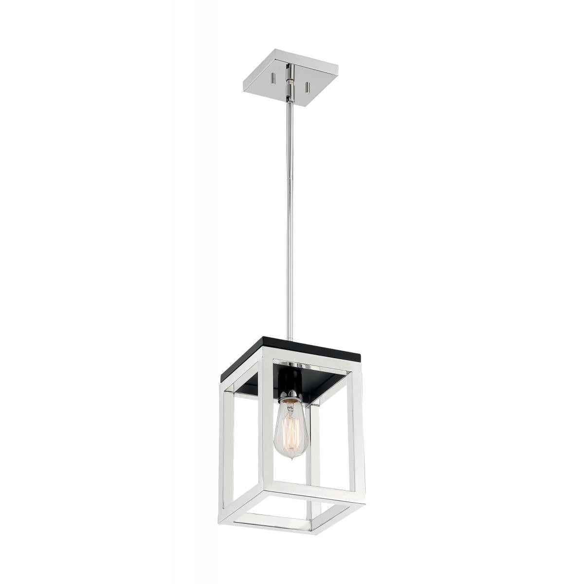 Cakewalk 1 Light Pendant with Polished Nickel and Black Accents Finish