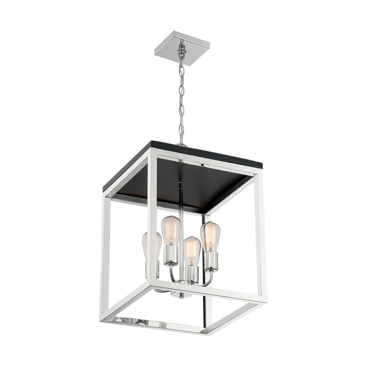 Cakewalk 4 Light Pendant with Polished Nickel and Black Accents Finish