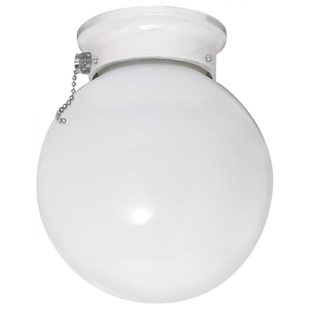 6" Ceiling Fixture White Ball with Pull Chain Switch Ceiling Nuvo Lighting 