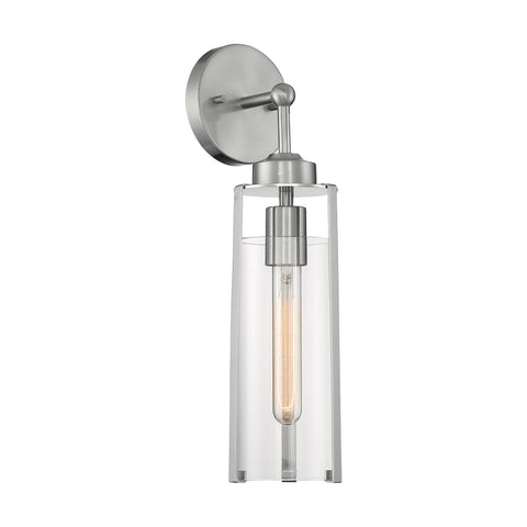 Marina 1 Light Sconce with Clear Glass Brushed Nickel Finish