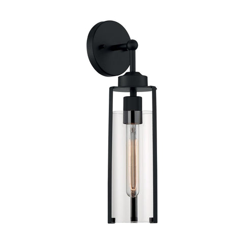 Marina 1 Light Sconce with Clear Glass Matte Black Finish