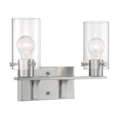 Sommerset 2 Light Vanity with Clear Glass Brushed Nickel Finish