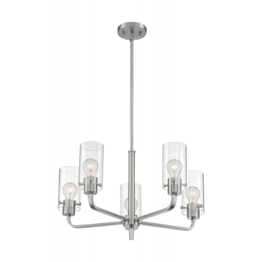 Sommerset 5 Light Chandelier with Clear Glass Brushed Nickel Finish