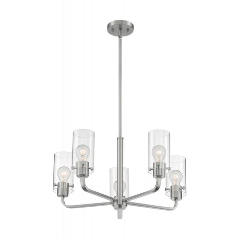 Sommerset 5 Light Chandelier with Clear Glass Brushed Nickel Finish