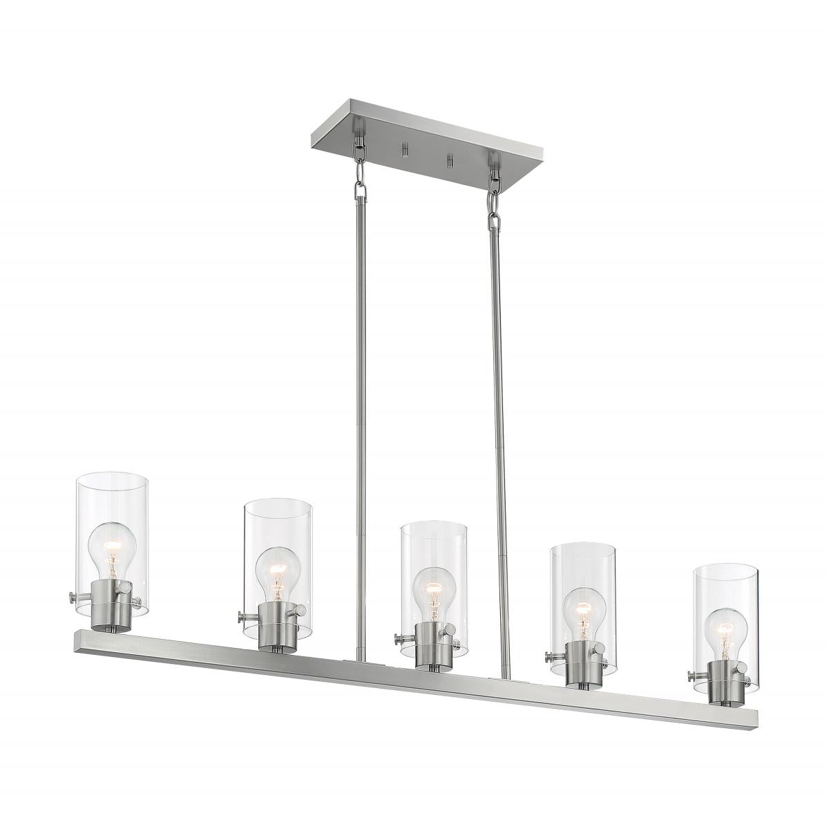 Sommerset 5 Light Island Pendant with Clear Glass Brushed Nickel Finish