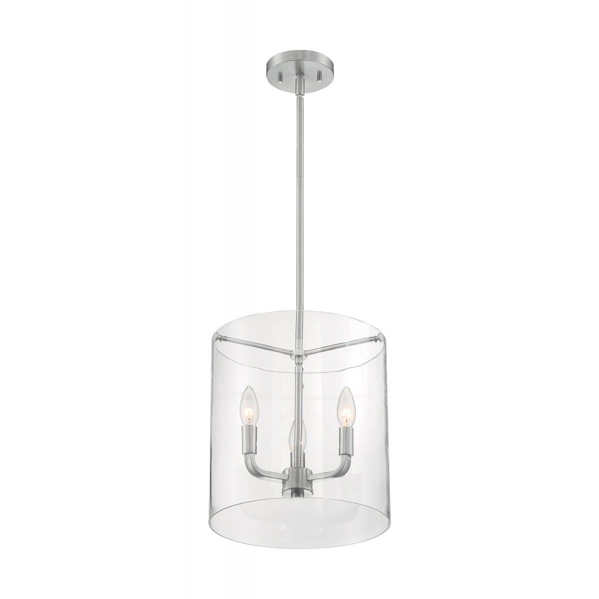 Sommerset 3 Light Pendant with Clear Glass Brushed Nickel Finish