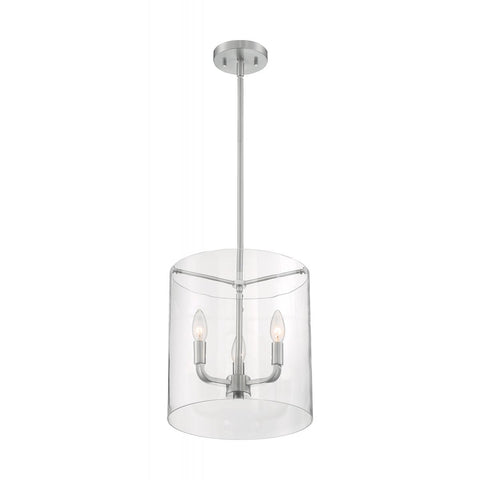 Sommerset 3 Light Pendant with Clear Glass Brushed Nickel Finish