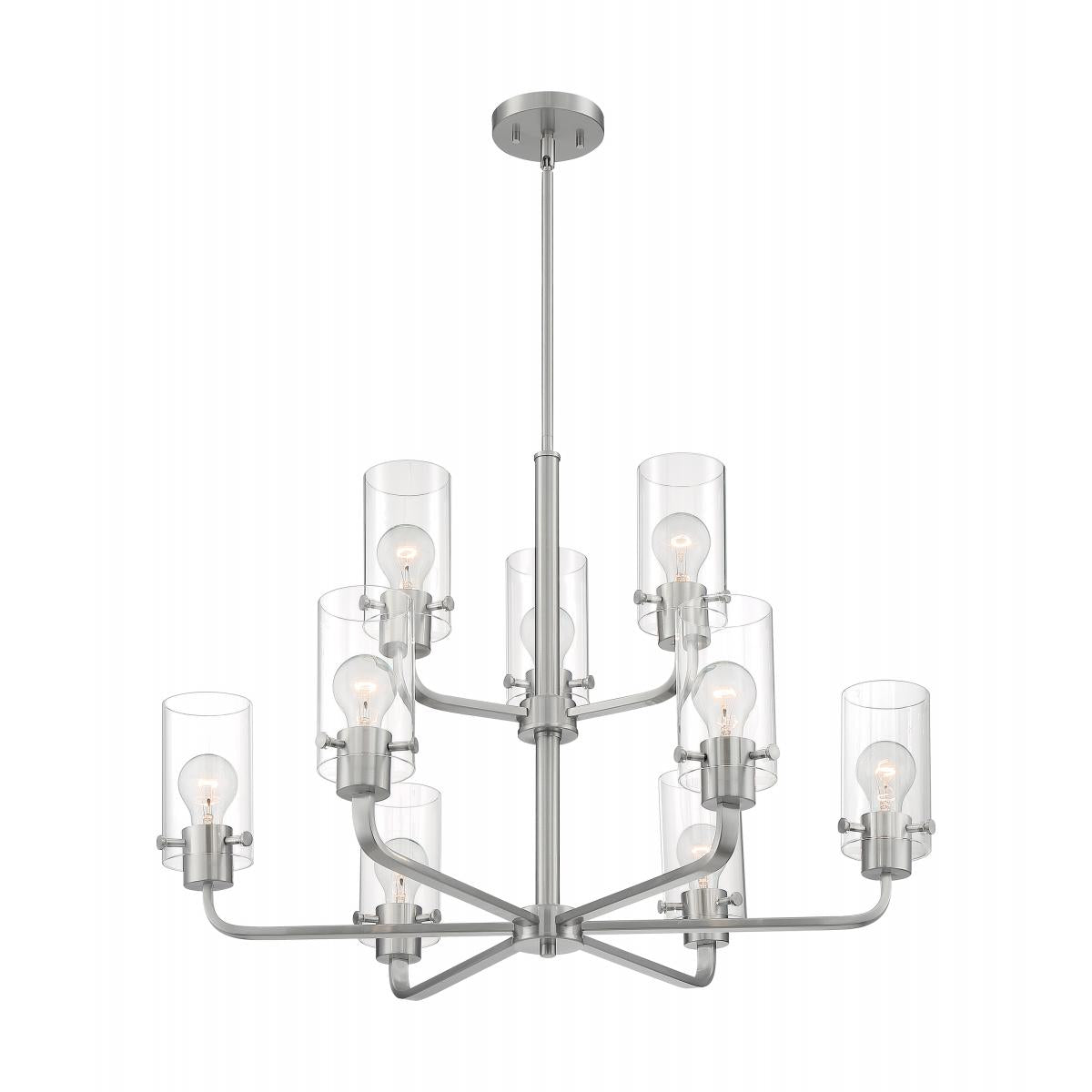 Sommerset 9 Light Chandelier with Clear Glass Brushed Nickel Finish