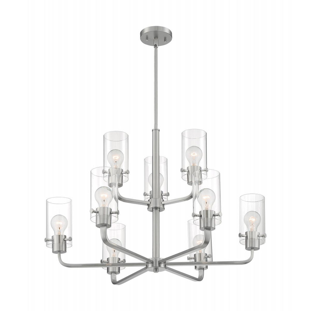 Sommerset 9 Light Chandelier with Clear Glass Brushed Nickel Finish