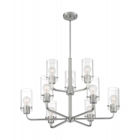 Sommerset 9 Light Chandelier with Clear Glass Brushed Nickel Finish