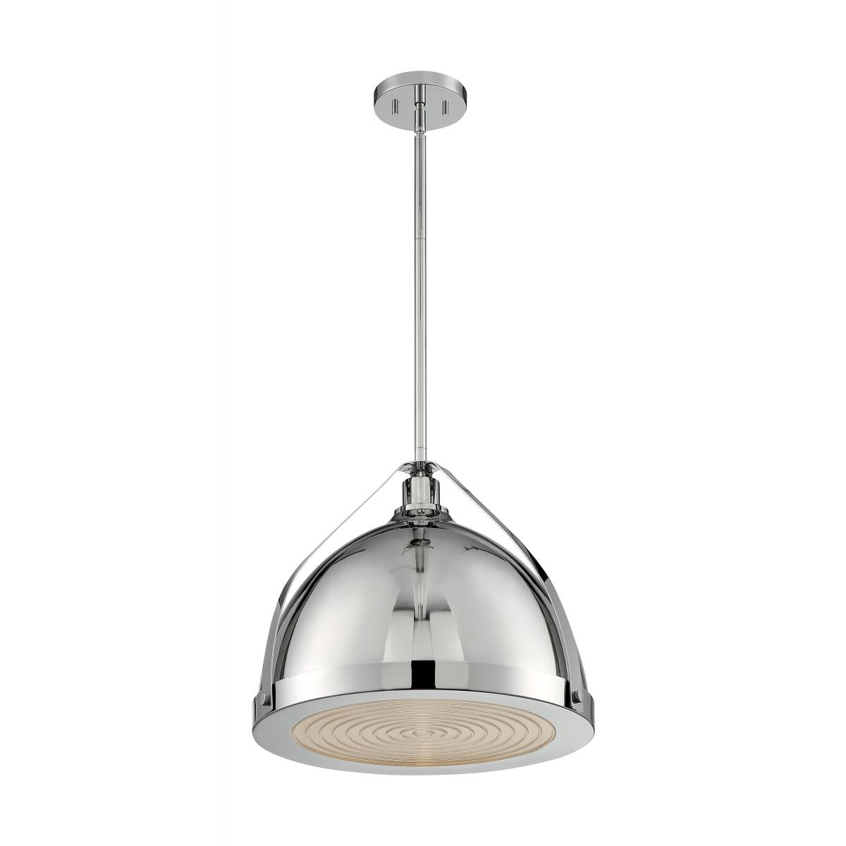 Barbett 1 Light Pendant with Fresnel Glass Polished Nickel Finish