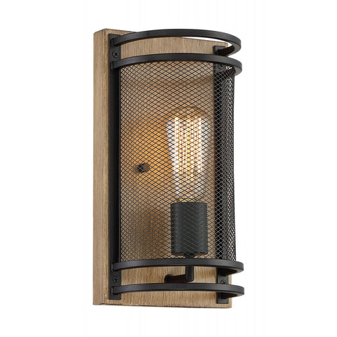 Atelier 1 Light Sconce with Black and Honey Wood Finish