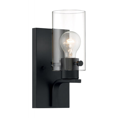 Sommerset 1 Light Vanity with Clear Glass Matte Black Finish