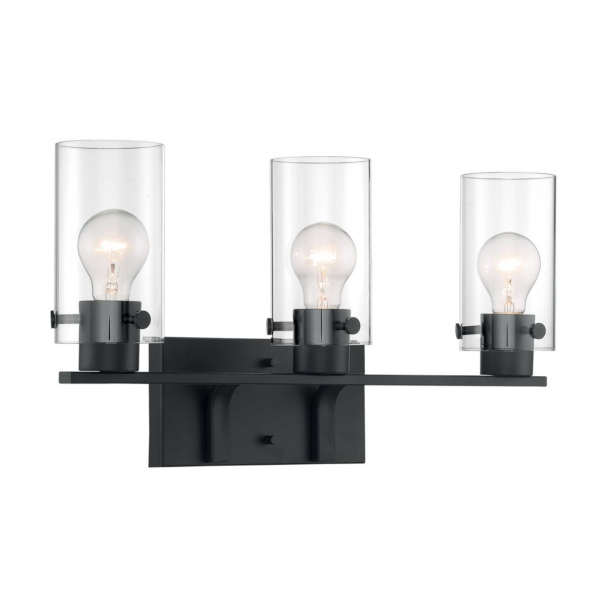 Sommerset 3 Light Vanity with Clear Glass Matte Black Finish