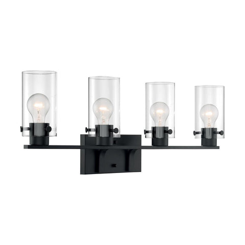 Sommerset 4 Light Vanity with Clear Glass Matte Black Finish