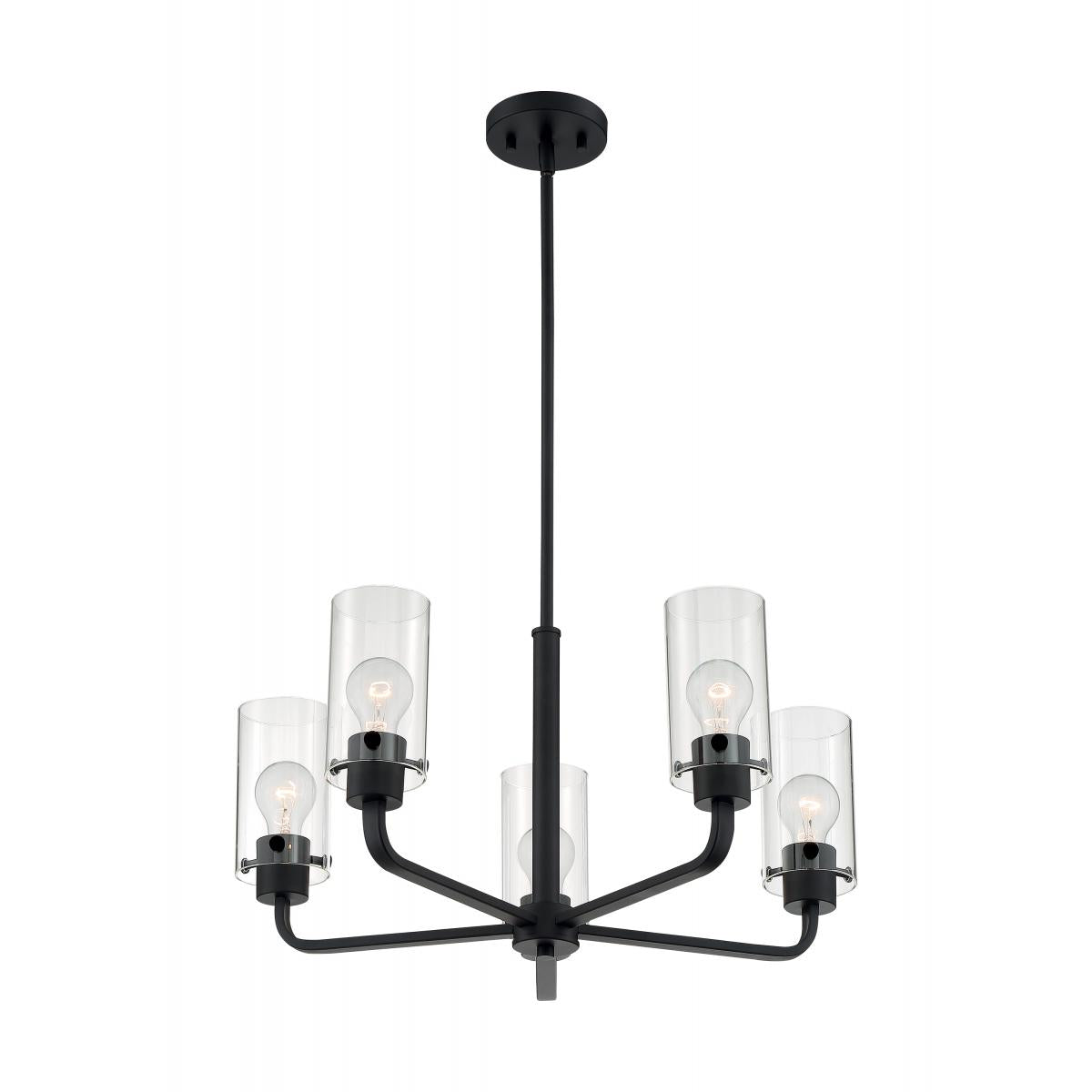 Sommerset 5 Light Chandelier with Clear Glass Matte Black Finish