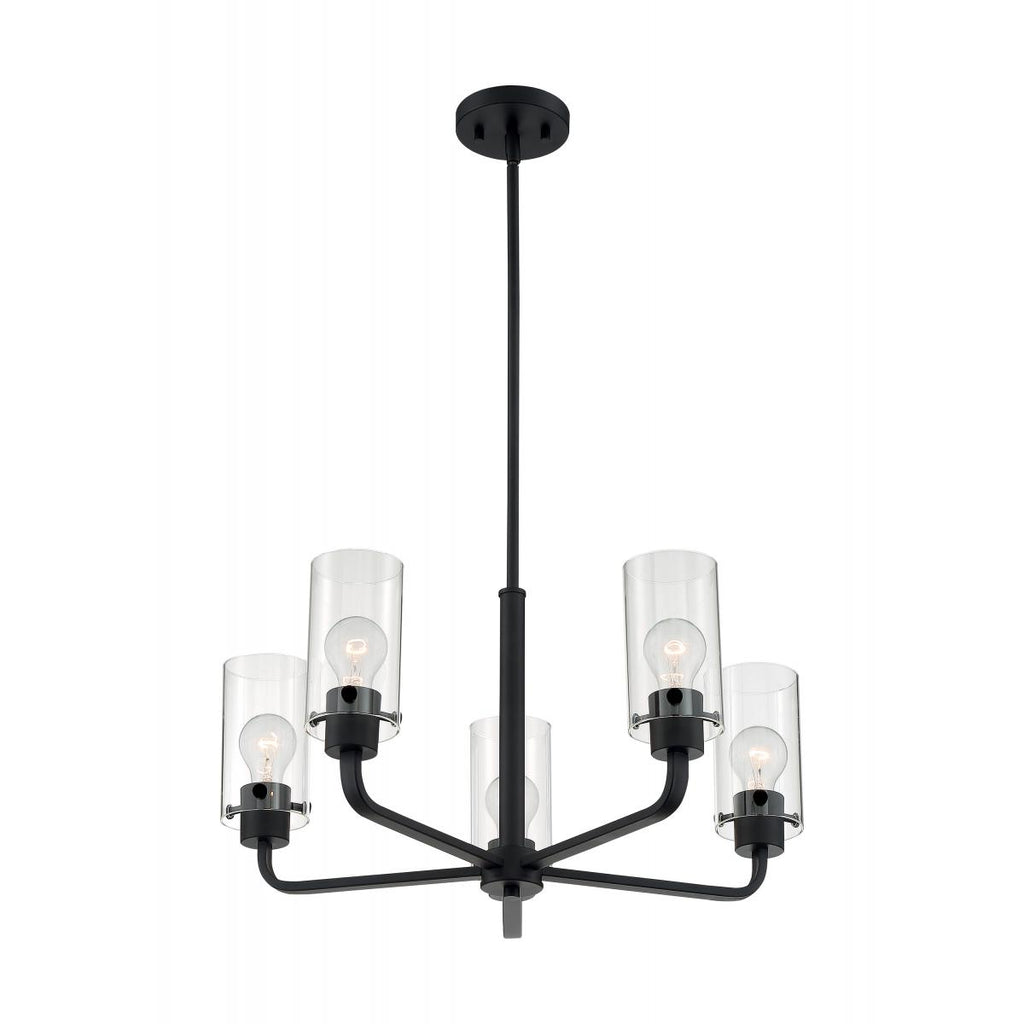 Sommerset 5 Light Chandelier with Clear Glass Matte Black Finish