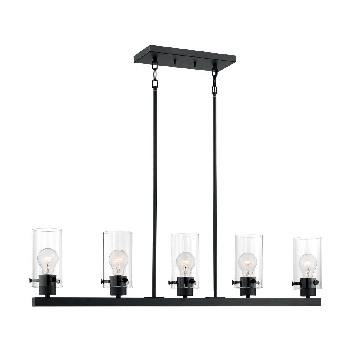 Sommerset 5 Light Island Pendant with Clear Glass Matte Black Finish