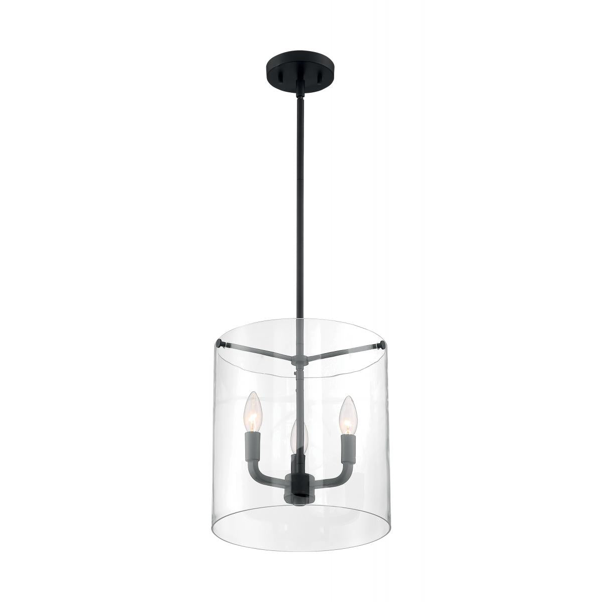 Sommerset 3 Light Pendant with Clear Glass Matte Black Finish