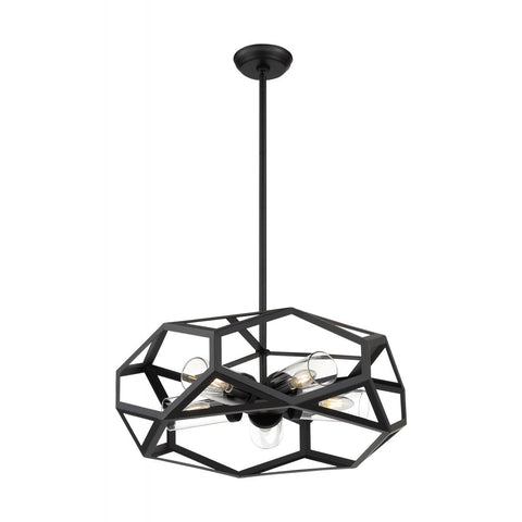Zemi 5 Light Chandelier with Clear Glass Black Finish