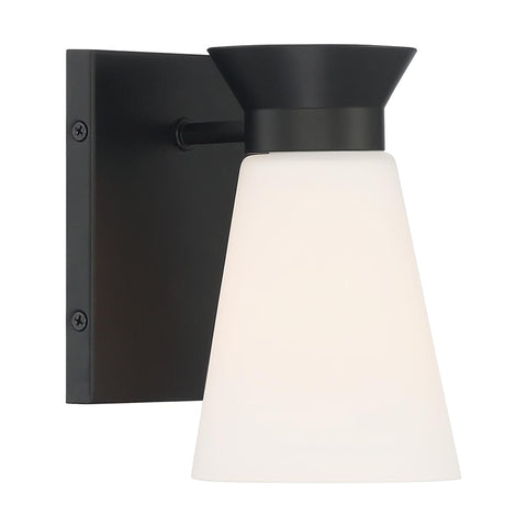 Caleta 1 Light Sconce with Cylindrical Glass Black Finish