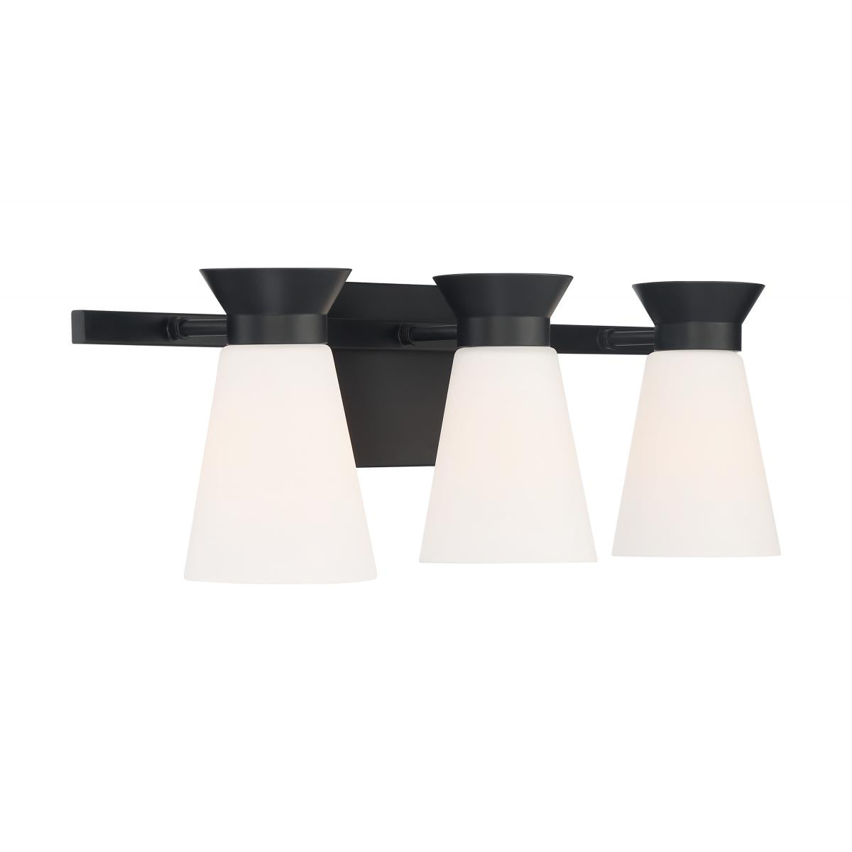 Caleta 3 Light Vanity with Cylindrical Glass Black Finish