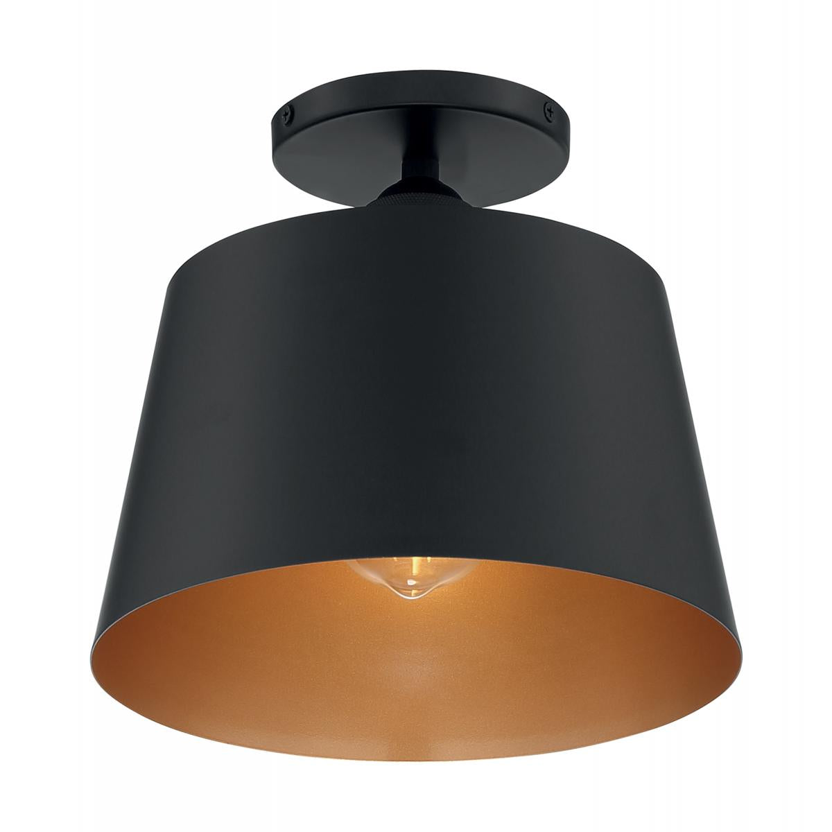 Motif 1 Light Semi-Flush with Black and Gold Accents Finish