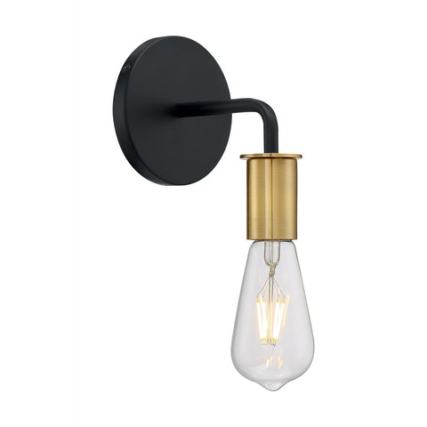 Ryder 1 Light Sconce with Black and Brushed Brass Finish