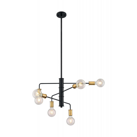 Ryder 6 Light Chandelier with Black and Brushed Brass Finish