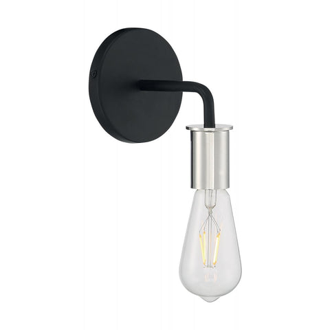 Ryder 1 Light Sconce with Black and Polished Nickel Finish