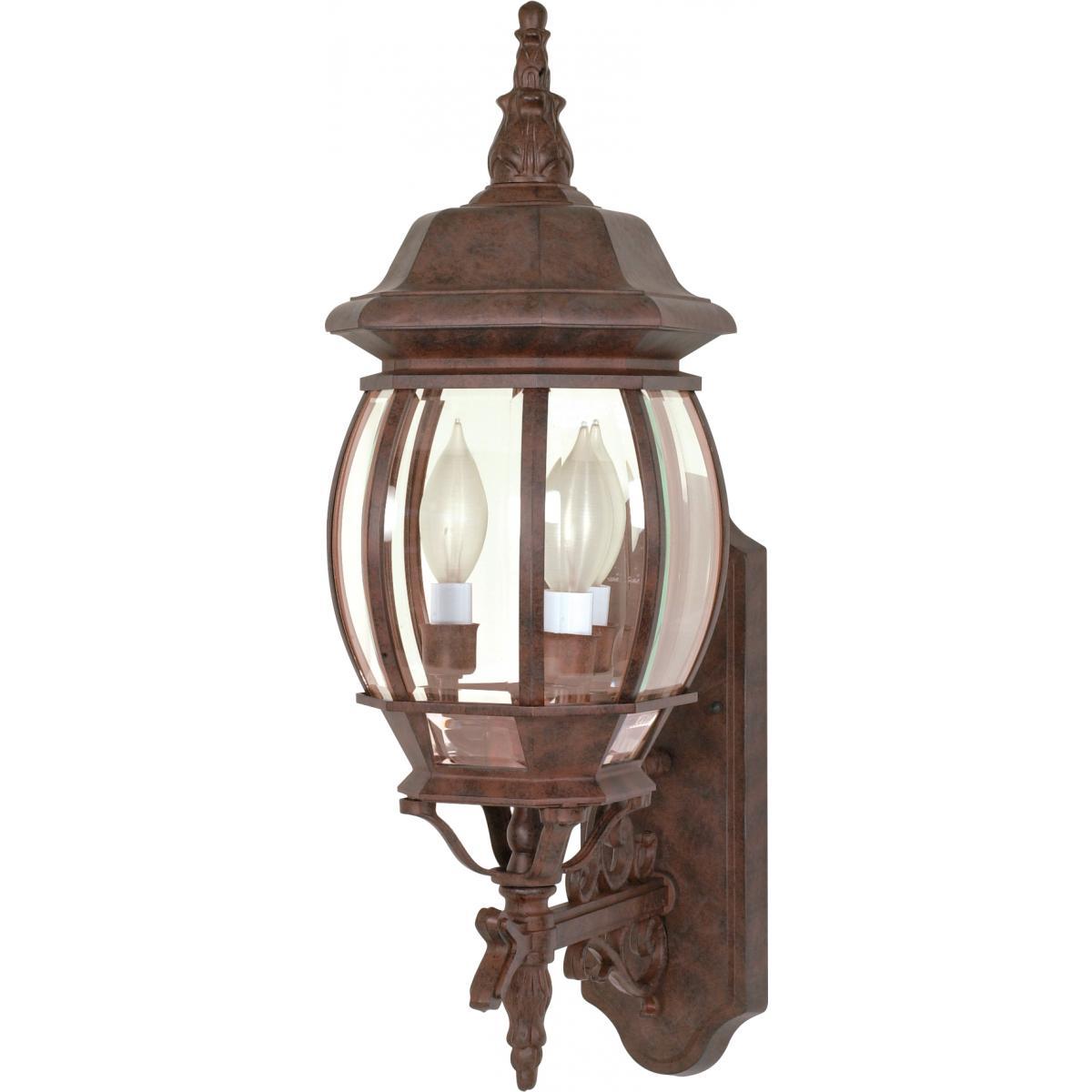 Central Park 3 Light 22" Wall Lantern with Clear Beveled Glass Outdoor Nuvo Lighting Bronze 