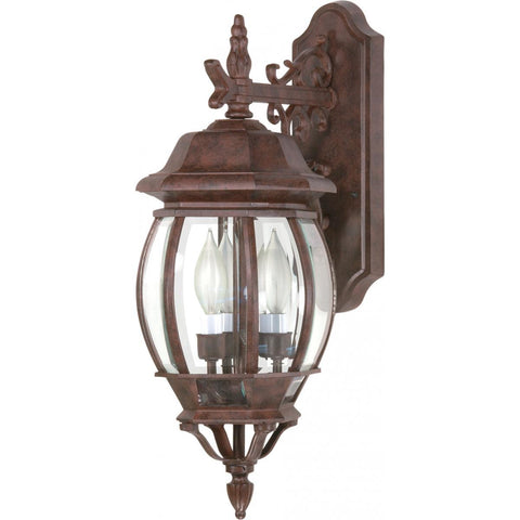 Central Park 3 Light 22" Wall Lantern with Clear Beveled Glass Outdoor Nuvo Lighting 