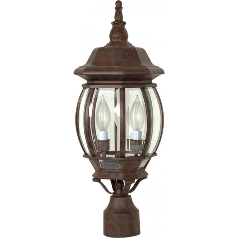 Central Park 3 Light 21" Post Lantern with Clear Beveled Glass Outdoor Nuvo Lighting 