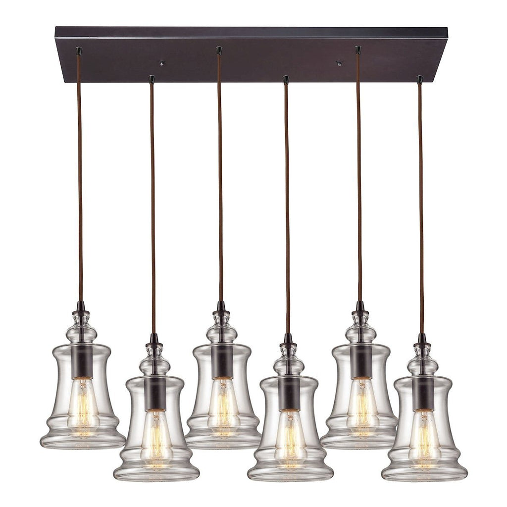 Menlow Park 6 Light Pendant In Oiled Bronze Ceiling Elk Lighting 