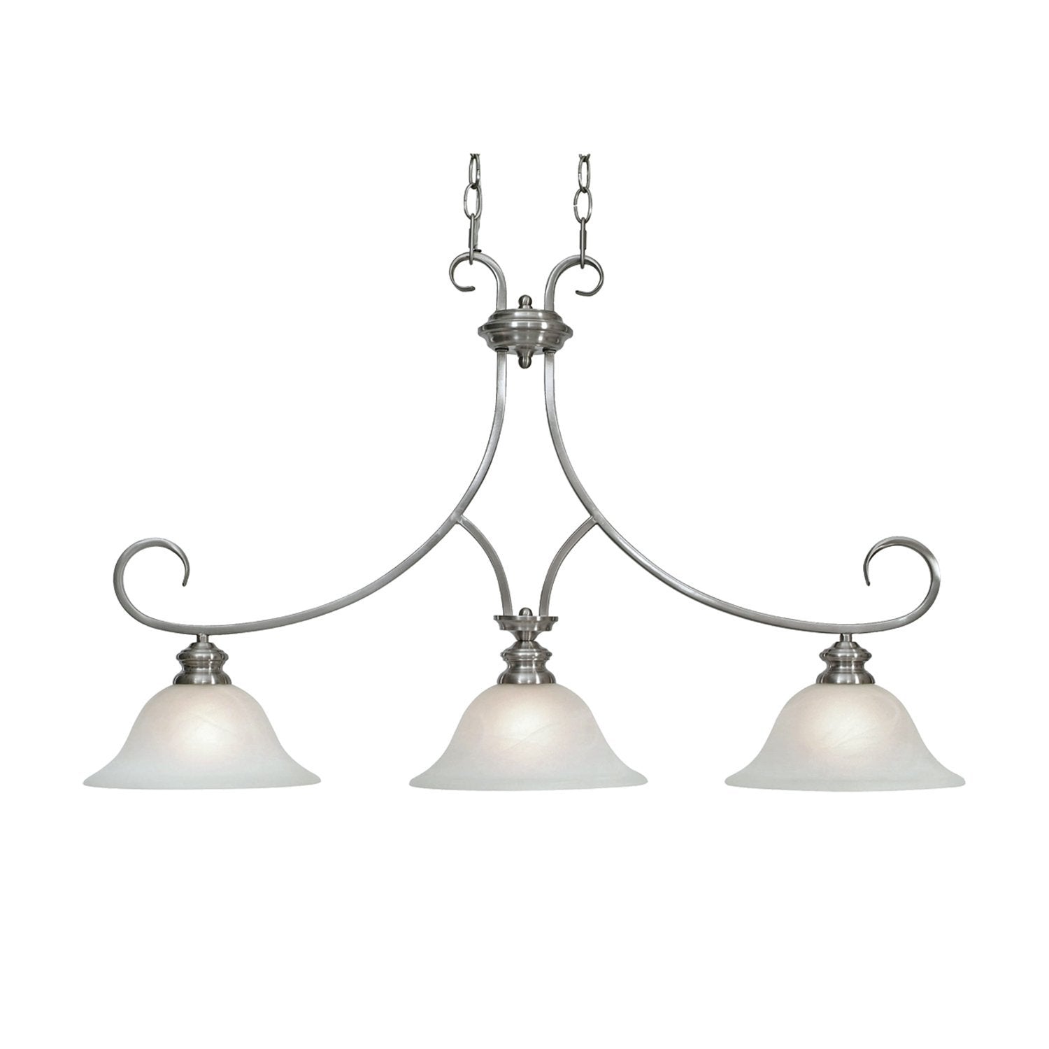 Lancaster 3 Light Linear Pendant in Pewter with Marbled Glass Ceiling Golden Lighting 