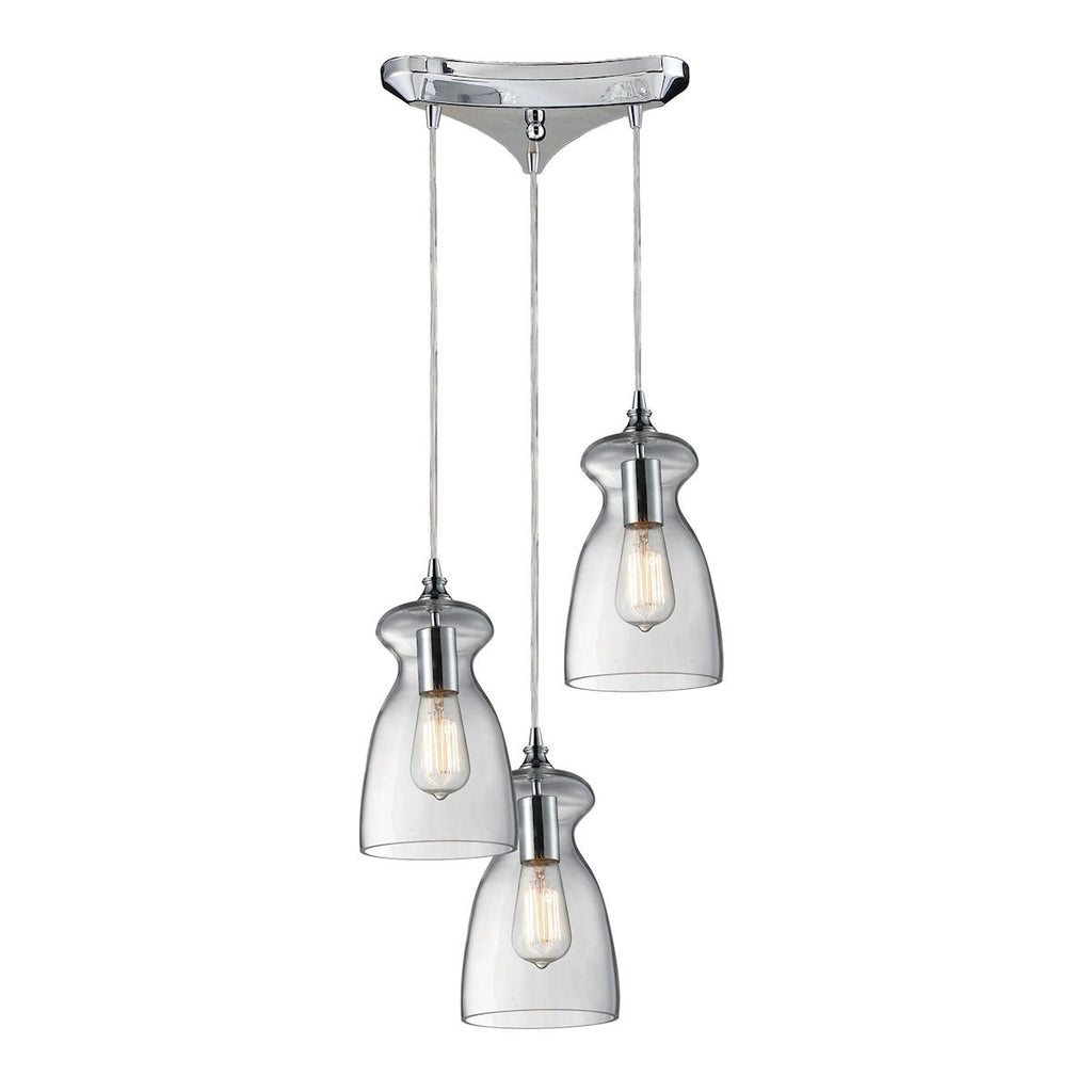 Menlow Park 3 Light Pendant In Polished Chrome Ceiling Elk Lighting 