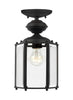 Classico One Light Outdoor Semi-Flush Convertible Pendant - Black Outdoor Sea Gull Lighting 