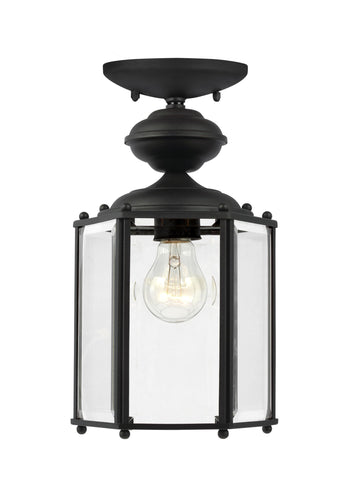 Classico One Light Outdoor Semi-Flush Convertible Pendant - Black Outdoor Sea Gull Lighting 
