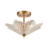 Radiance 3-Light Semi Flush in Satin Brass with Clear Textured Glass