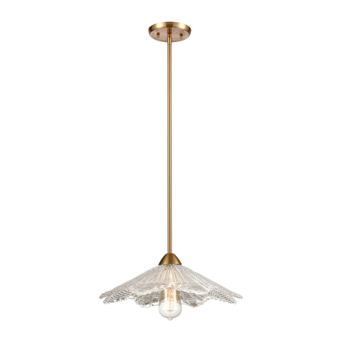 Radiance 1-Light Pendant in Satin Brass with Clear Textured Glass