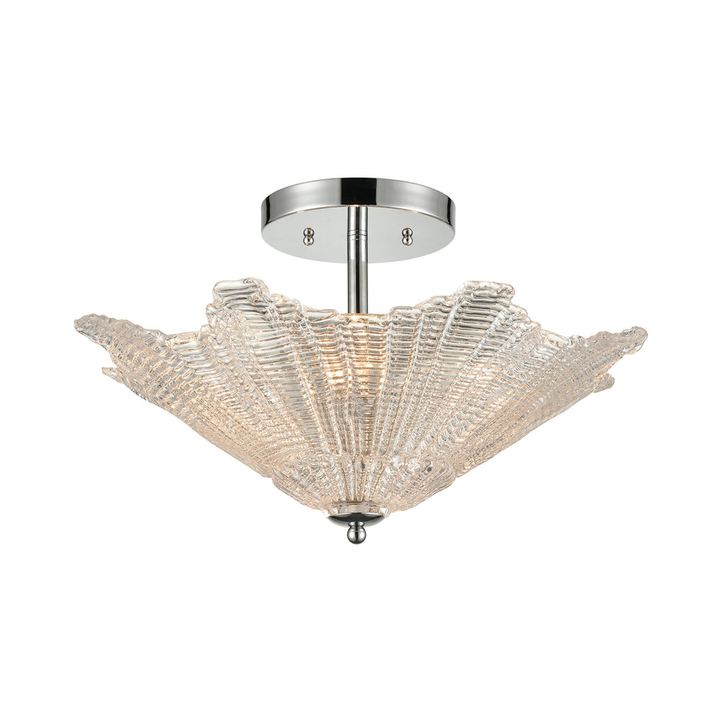 Radiance 4-Light Semi Flush in Polished Chrome with Clear Textured Glass