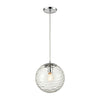 Water's Edge 1-Light Mini Pendant in Polished Chrome with Water Glass