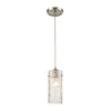 Roubaix 1-Light Mini Pendant in Satin Nickel with Heavily Textured Amber Glass