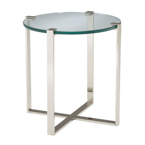 Uptown Side Table In Polished Nickel And Clear Glass Furniture Sterling 