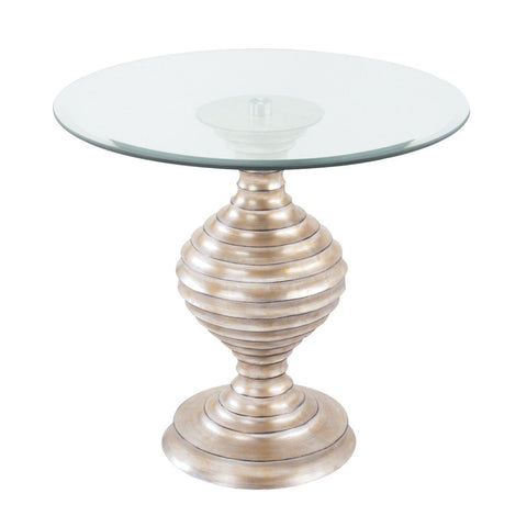 Linea Table In Silver Leaf And Clear Glass Furniture Sterling 