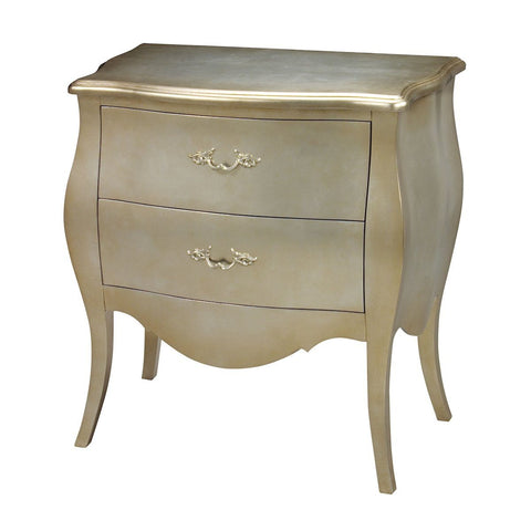 Romana Bowfront Chest In Silver Leaf And Champagne Furniture Sterling 