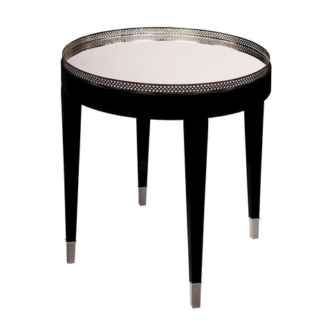 Black Tie Table In Black With Chrome And Clear Mirror Top